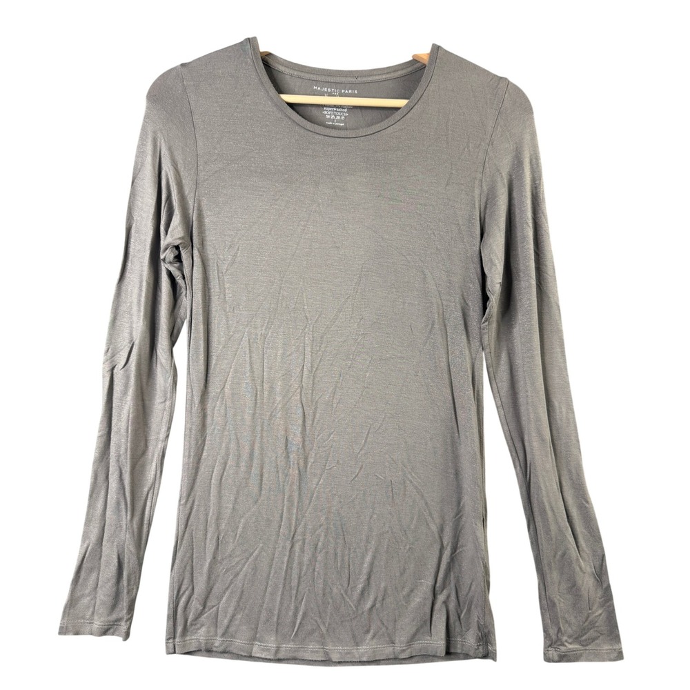 Majestic Paris for Neiman Marcus Gray Soft Touch Long Sleeve Tee Shirt Size 3